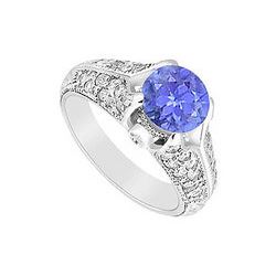 Tanzanite and Diamond Engagement Ring : 14K White Gold - 1.00 CT TGW
