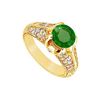 Image 1 : Emerald and Diamond Engagement Ring : 14K Yellow Gold - 1.00 CT TGW