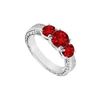 Image 1 : Ruby Three Stone Ring : 14K White Gold - 1.00 CT TGW