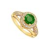 Image 1 : Emerald and Diamond Engagement Ring : 14K Yellow Gold - 1.50 CT TGW