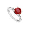 Image 1 : Ruby and Diamond Engagement Ring : 14K White Gold - 1.00 CT TGW