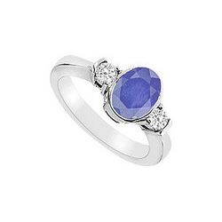 Sapphire and Diamond Ring : 14K White Gold - 1.75 CT TGW