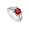 Image 1 : Ruby and Diamond Engagement Ring : 14K White Gold - 1.00 CT TGW