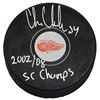 Image 1 : Chris Chelios Signed Detroit Redwings Logo Hockey Puck W/2002, 08 SC Champs