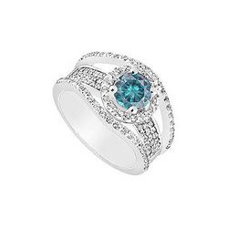 Blue Diamond Engagement Ring : 14K White Gold - 1.25 CT Diamonds