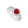 Image 1 : Ruby and Diamond Engagement Ring : 14K White Gold - 1.25 CT TGW