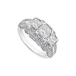 Diamond Engagement Ring : 18K White Gold - 1.50 CT Diamonds