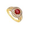Image 1 : Ruby and Diamond Engagement Ring : 14K Yellow Gold - 1.25 CT TGW