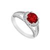 Image 1 : Ruby and Diamond Engagement Ring : 14K White Gold - 1.00 CT TGW