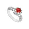 Image 1 : Ruby and Diamond Engagement Ring : 14K White Gold - 1.25 CT TGW