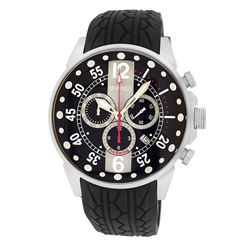 Roberto Bianci Men's Pro Racing Chronograph Watch With Rubber Band And Black Face-7098MRUB-SS