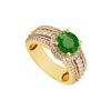 Emerald and Diamond Engagement Ring : 14K Yellow Gold - 1.50 CT TGW