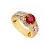Image 1 : Ruby and Diamond Engagement Ring : 14K Yellow Gold - 1.50 CT TGW