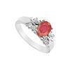 Image 1 : Ruby and Diamond Ring : 14K White Gold - 1.75 CT TGW