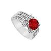 Image 1 : Ruby and Diamond Engagement Ring : 14K White Gold - 2.25 CT TGW