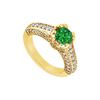 Emerald and Diamond Engagement Ring : 14K Yellow Gold - 1.00 CT TGW