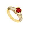 Image 1 : Ruby and Diamond Engagement Ring : 14K Yellow Gold - 1.00 CT TGW