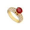Image 1 : Ruby and Diamond Engagement Ring : 14K Yellow Gold - 2.00 CT TGW