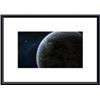 Image 1 : An earth-like planet in the middle of a calm area of space. framed black metal white matte