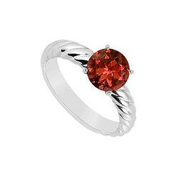 Garnet Ring : 14K White Gold - 1.00 CT TGW