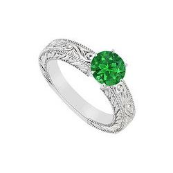 Emerald Ring : 14K White Gold - 0.50 CT TGW