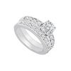 14K White Gold : Diamond Engagement Ring with Wedding Band Set 1.50 CT TDW