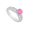 14K White Gold : Pink Sapphire and Diamond Engagement Ring 1.00 CT TGW
