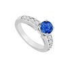 14K White Gold : Sapphire and Diamond Engagement Ring 1.00 CT TGW