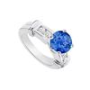 Sapphire and Diamond Engagement Ring 14K White Gold  0.66 CT TGW