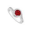 Image 1 : Ruby and Diamond Engagement Ring : 14K White Gold - 0.75 CT TGW
