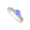 Tanzanite and Diamond Engagement Ring : 14K White Gold - 0.50 CT TGW