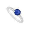 Sapphire and Diamond Engagement Ring : 14K White Gold - 0.75 CT TGW