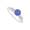 Sapphire and Diamond Engagement Ring : 14K White Gold - 0.75 CT TGW