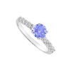 Tanzanite and Diamond Engagement Ring : 14K White Gold - 0.50 CT TGW