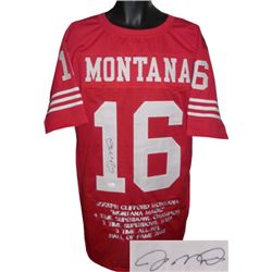 Joe Montana Signed San Francisco 49Ers TB Red Prostyle Jersey W/ Embroidered Stats- JSA Hologram
