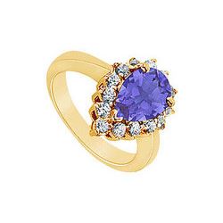 Sapphire and Diamond Ring : 14K Yellow Gold - 1.50 CT TGW