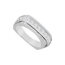 Square Mens Diamond Ring : 14K White Gold - 1.55 CT Diamonds