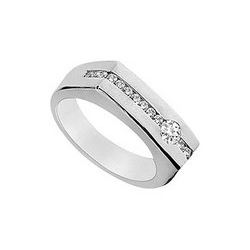Mens Diamond Ring : 14K White Gold - 0.55 CT Diamonds