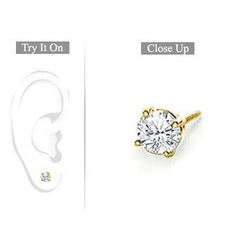 Mens 14K Yellow Gold : Round Diamond Stud Earring - 0.33 CT. TW.