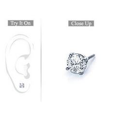 Mens Platinum : Round Diamond Stud Earring – 0.33 CT. TW.