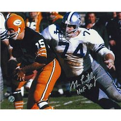 Bob Lilly Signed Dallas Cowboys 8X10 Photo HOF 80 (Tackling Bart Starr)