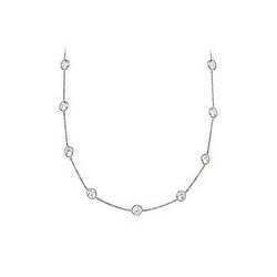 Cubic Zirconia Necklace : 14K White Gold - 5.00 CT TGW