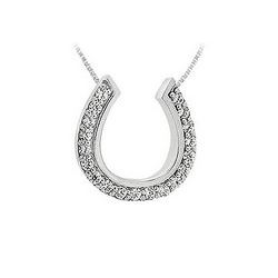 Diamond Horseshoe Pendant : 14K White Gold - 0.50 CT Diamonds