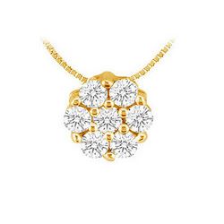 Diamond Flower Pendant : 14K Yellow Gold - 0.15 CT Diamonds