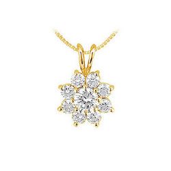 Diamond Flower Pendant : 14K Yellow Gold - 0.75 CT Diamonds