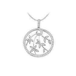 Diamond Circle Pendant : 14K White Gold - 0.55 CT Diamonds