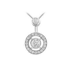 Diamond Circle Pendant : 14K White Gold - 0.50 CT Diamonds