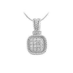 Diamond Square Pendant : 14K White Gold - 0.50 CT Diamonds