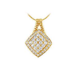 Diamond Square Pendant : 14K Yellow Gold - 1.00 CT Diamonds