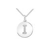 Image 1 : Diamond Disc Initial I Pendant : 14K White Gold - 0.10 CT Diamonds